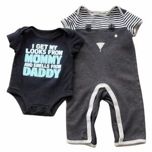 Black and Gray Baby Outfit Set And Onesie
